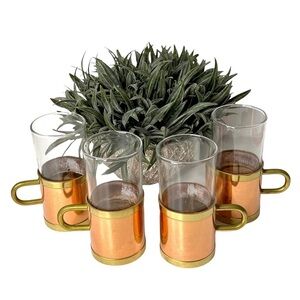 Mid-Century Modern Copper Irish Coffee Tea Glass -‎ Set of 4